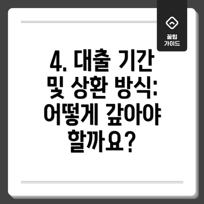 4. 대출 기간 및 상환 방식: 어떻게 갚아야 할까요?