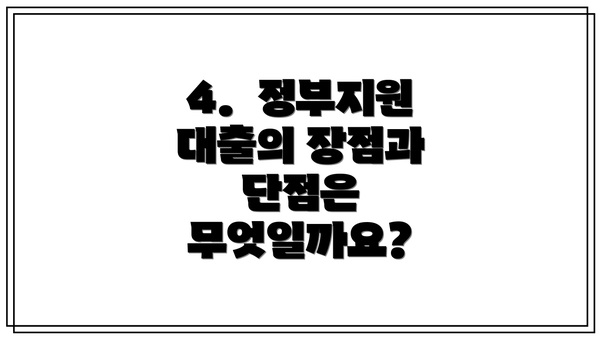 4.  정부지원 대출의 장점과 단점은 무엇일까요?