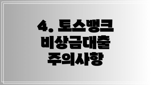 4. 토스뱅크 비상금대출 주의사항
