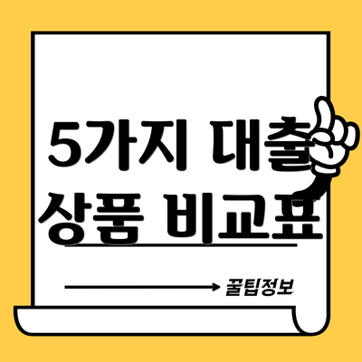 5가지 대출 상품 비교표