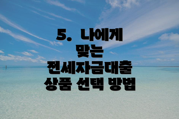5.  나에게 맞는 전세자금대출 상품 선택 방법