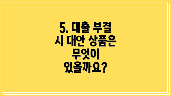 5. 대출 부결 시 대안 상품은 무엇이 있을까요?