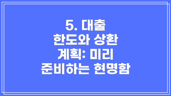 5. 대출 한도와 상환 계획: 미리 준비하는 현명함