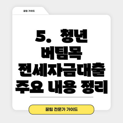 5.  청년 버팀목 전세자금대출 주요 내용 정리