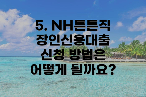 5. NH튼튼직장인신용대출 신청 방법은 어떻게 될까요?
