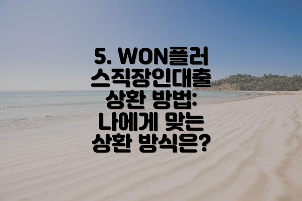 5. WON플러스직장인대출 상환 방법: 나에게 맞는 상환 방식은?