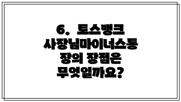 6.  토스뱅크 사장님마이너스통장의 장점은 무엇일까요?