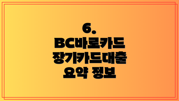 6.  BC바로카드 장기카드대출 요약 정보