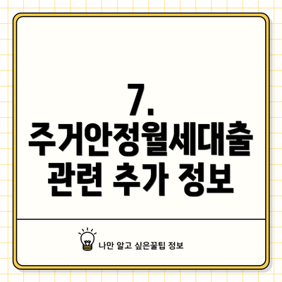 7. 주거안정월세대출 관련 추가 정보