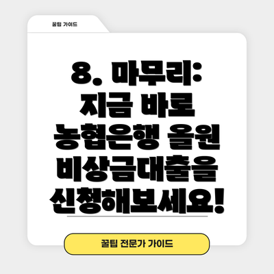 8. 마무리: 지금 바로 농협은행 올원 비상금대출을 신청해보세요!