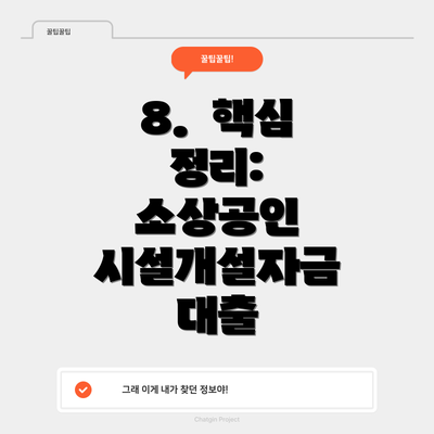 8.  핵심 정리:  소상공인 시설개설자금 대출