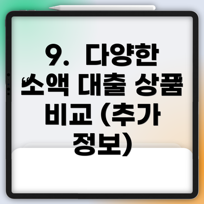9.  다양한 소액 대출 상품 비교 (추가 정보)