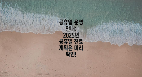 공휴일 운영 안내: 2025년 공휴일 진료 계획은 미리 확인!
