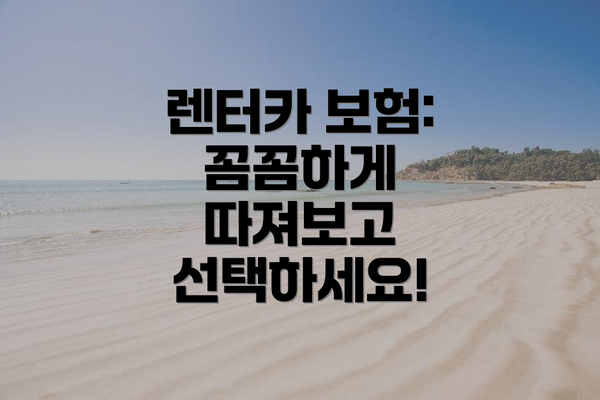 렌터카 보험: 꼼꼼하게 따져보고 선택하세요!