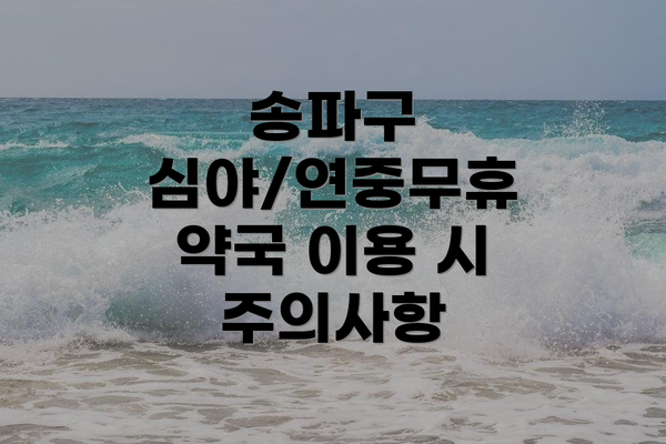 송파구 심야/연중무휴 약국 이용 시 주의사항