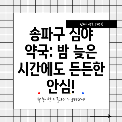 송파구 심야 약국: 밤 늦은 시간에도 든든한 안심!