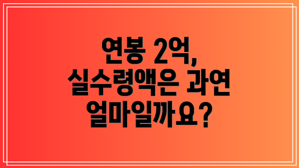연봉 2억, 실수령액은 과연 얼마일까요?