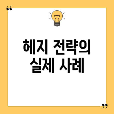 헤지 전략의 실제 사례