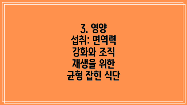 3. 영양 섭취: 면역력 강화와 조직 재생을 위한 균형 잡힌 식단