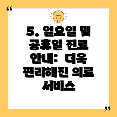 5. 일요일 및 공휴일 진료 안내:  더욱 편리해진 의료 서비스