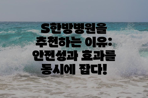 S한방병원을 추천하는 이유: 안전성과 효과를 동시에 잡다!