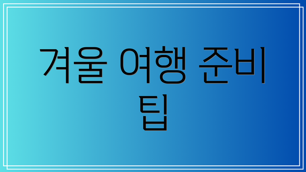 겨울 여행 준비 팁