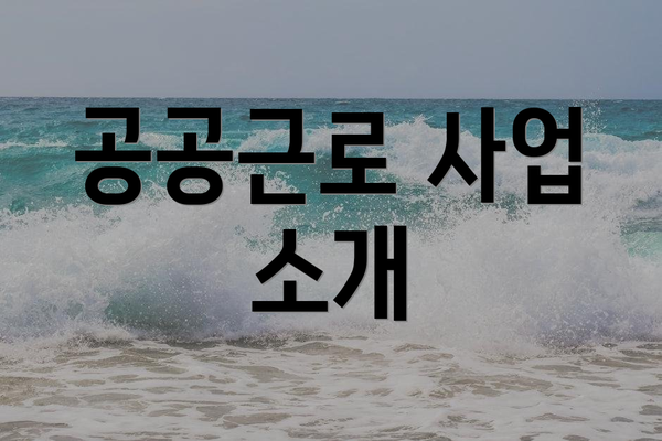 공공근로 사업 소개