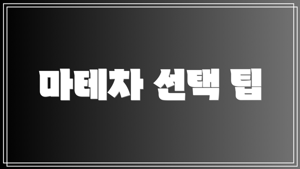 마테차 선택 팁