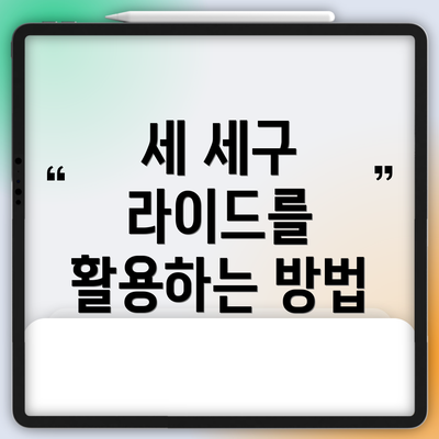 세 세구 라이드를 활용하는 방법