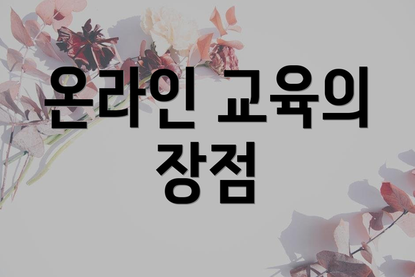 온라인 교육의 장점