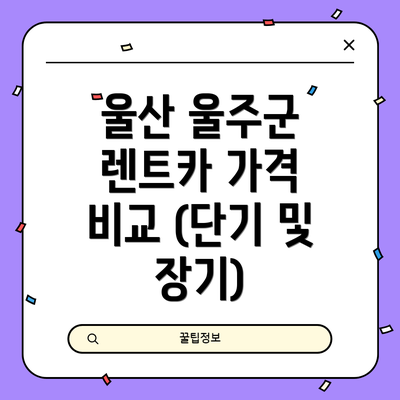 울산 울주군 렌트카 가격 비교 (단기 및 장기)