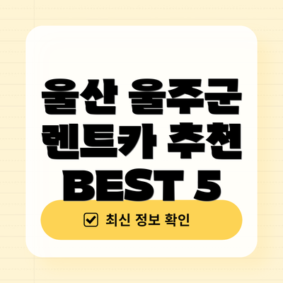 울산 울주군 렌트카 추천 BEST 5