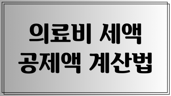 의료비 세액 공제액 계산법