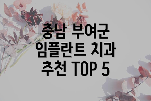 충남 부여군 임플란트 치과 추천 TOP 5