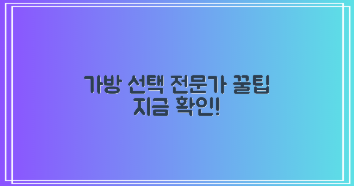 가방 선택, 전문가 조언