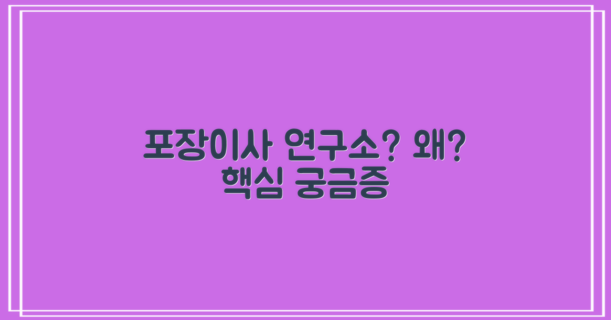포장이사 연구소, 왜 필요할까?