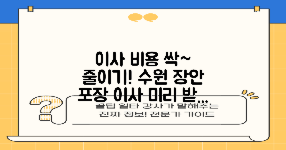 이사, 예상보다 훨씬 싸게 할 수 있어요! 수원시 장안구 포장이사 비용 견적 미리 받으세요