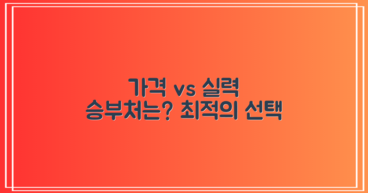 가격 vs 실력, 최적의 선택